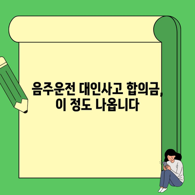 음주운전 대인사고 합의금, 이 정도 나옵니다