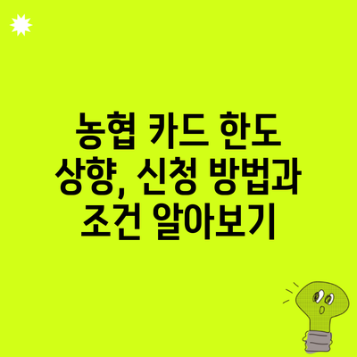 농협 카드 한도 상향, 신청 방법과 조건 알아보기