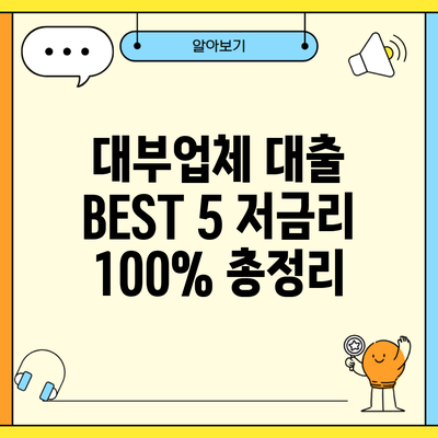 대부업체 대출 BEST 5 저금리 100% 총정리