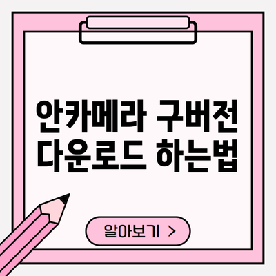 안카메라 구버전 다운로드 하는법