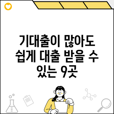 기대출이 많아도 쉽게 대출 받을 수 있는 9곳