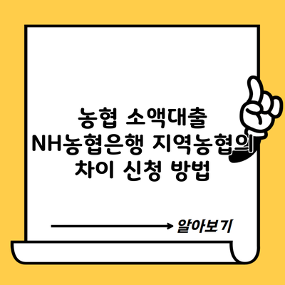 농협 소액대출 NH농협은행 지역농협의 차이 신청 방법