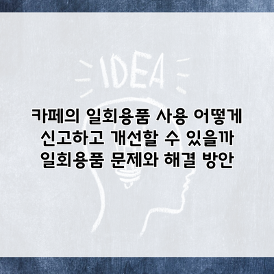 카페의 일회용품 사용 어떻게 신고하고 개선할 수 있을까 일회용품 문제와 해결 방안