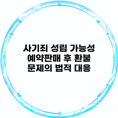 사기죄 성립 가능성 예약판매 후 환불 문제의 법적 대응