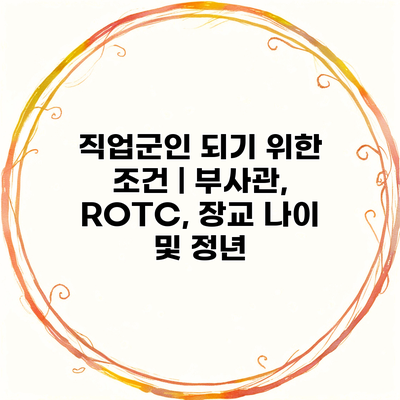 직업군인 되기 위한 조건 | 부사관, ROTC, 장교 나이 및 정년