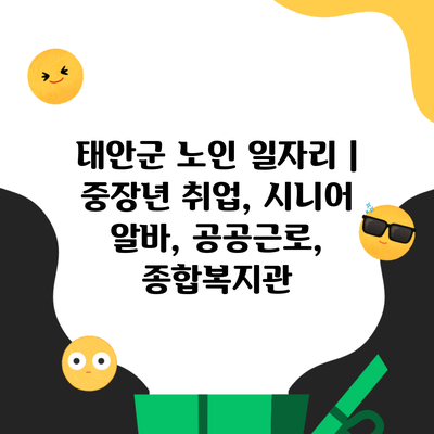 태안군 노인 일자리 | 중장년 취업, 시니어 알바, 공공근로, 종합복지관