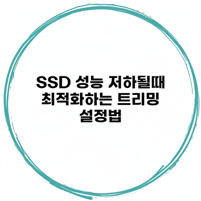 SSD 성능 저하될때 최적화하는 트리밍 설정법