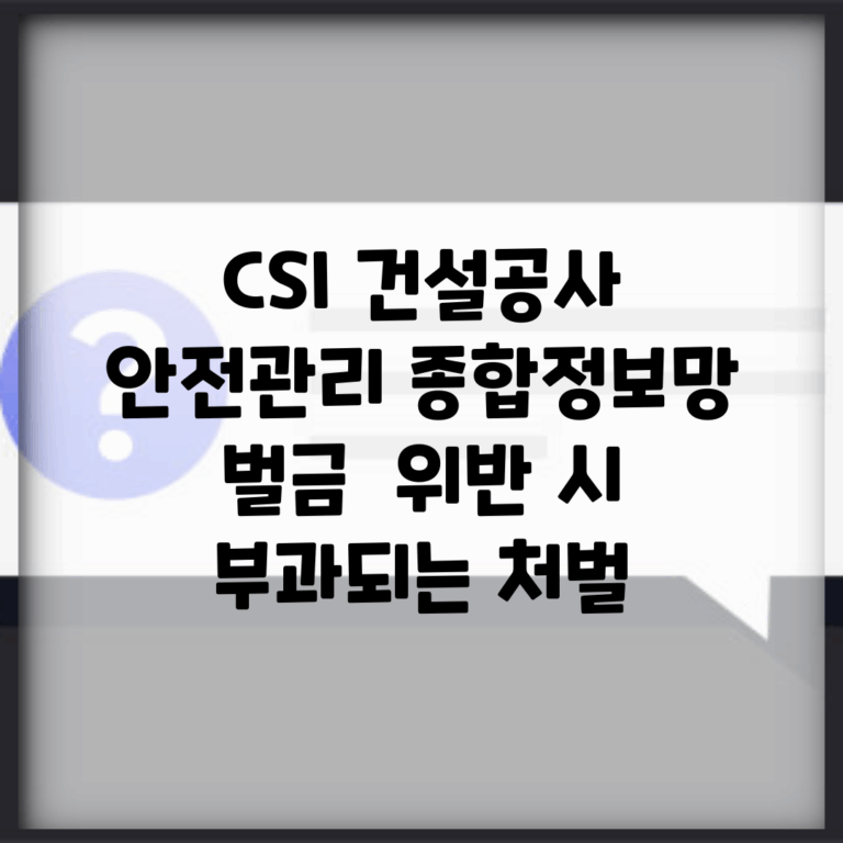 CSI 건설공사 안전관리 종합정보망 벌금 | 위반 시 부과되는 처벌