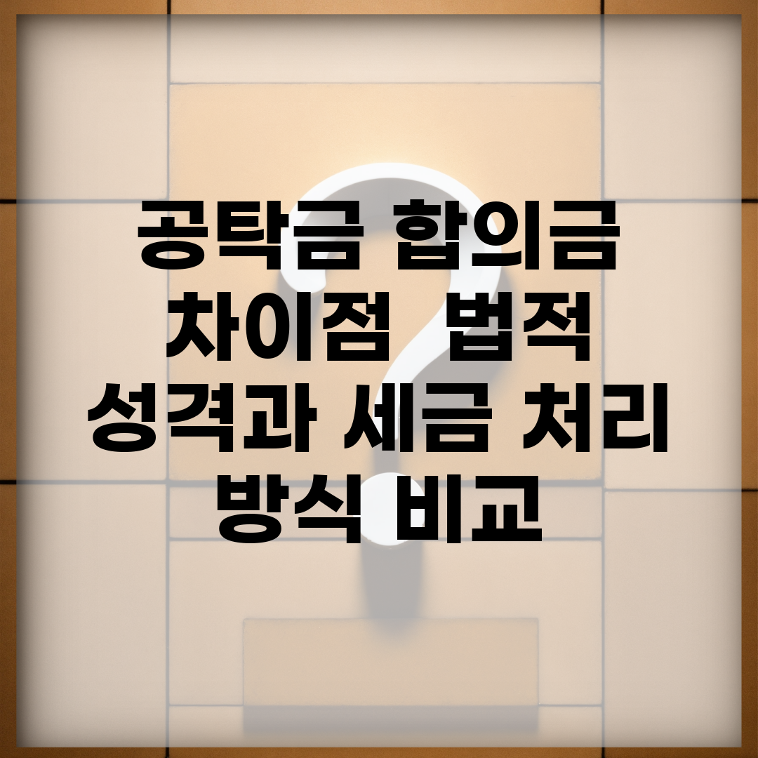 공탁금 합의금 차이점 | 법적 성격과 세금 처리 방식 비교