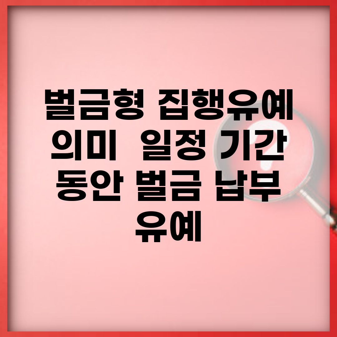 벌금형 집행유예 의미 | 일정 기간 동안 벌금 납부 유예