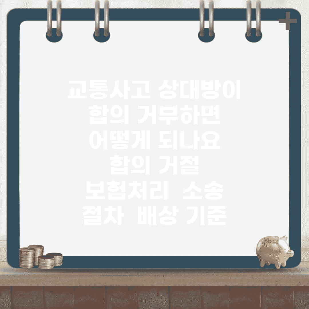교통사고 상대방이 합의 거부하면 어떻게 되나요 | 합의 거절 | 보험처리 | 소송 절차 | 배상 기준