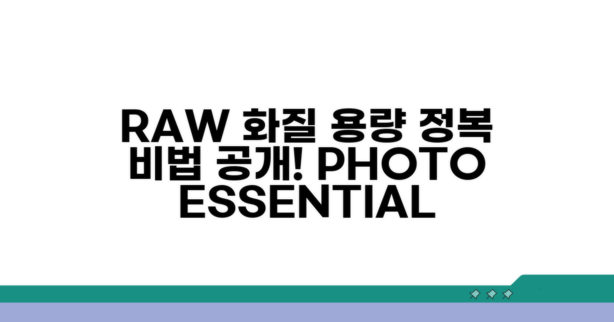 RAW 파일, 화질과 용량 정복하기