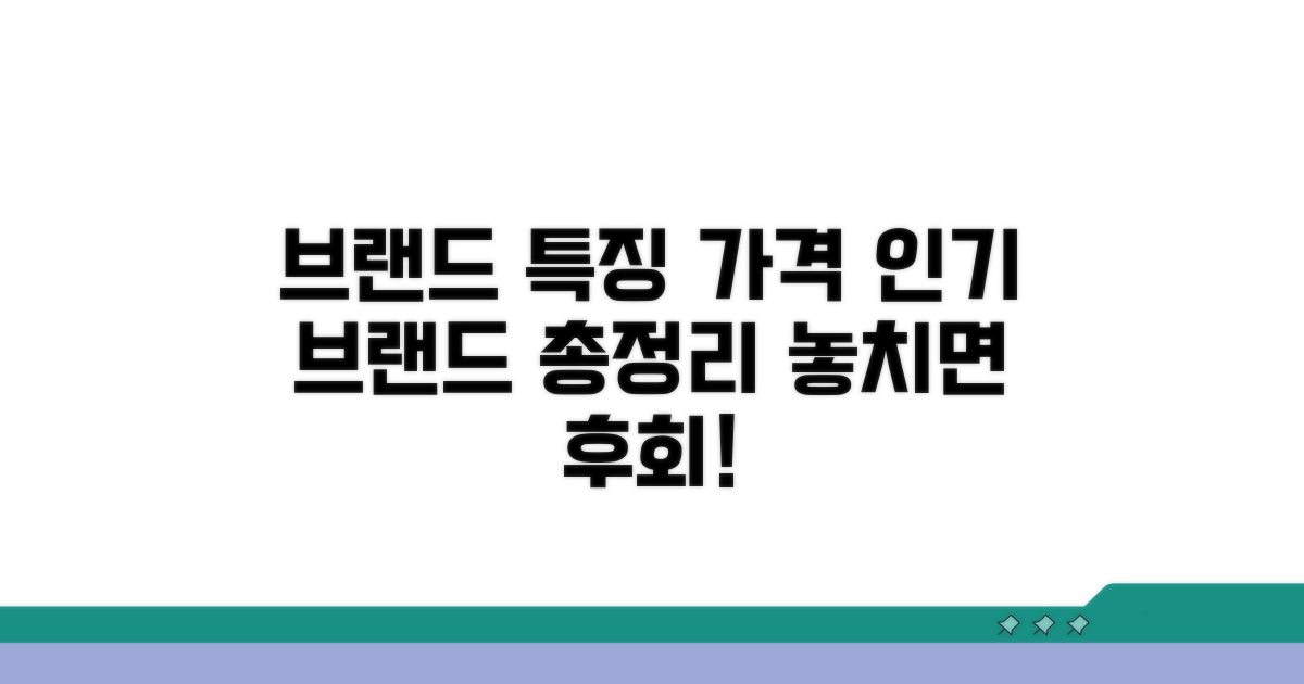 인기 브랜드별 특징과 가격
