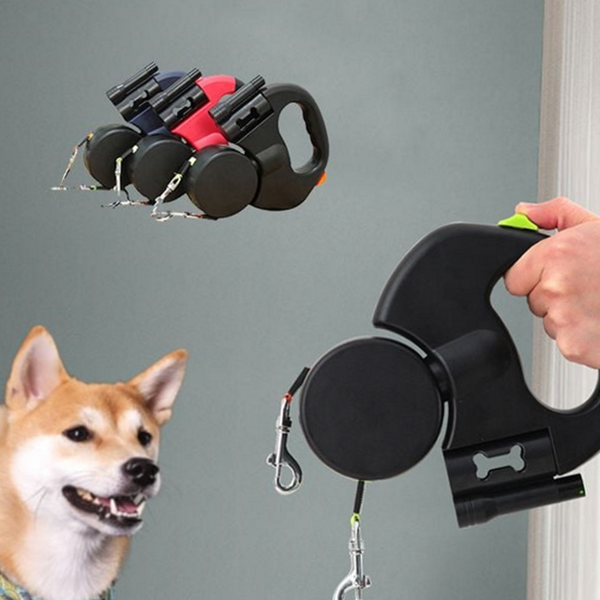 다용도 강아지 자동 리드 줄 이중 강아지 두마리 산책줄 반려견 상세 이미지 1