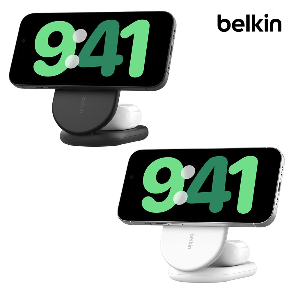 벨킨 Qi2 2in1 15W 마그네틱 폴더블 고속 무선 충전 스탠드 WIZ028 갤럭시 S26 S25 아이폰17 16 15 14 13 12 호환 상세 이미지 1