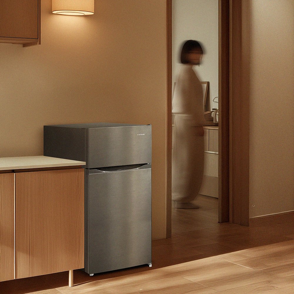 더함 소형 미니 냉장고 사무실 신혼 원룸 2도어 냉장고 112L 메탈실버 상세 이미지 2