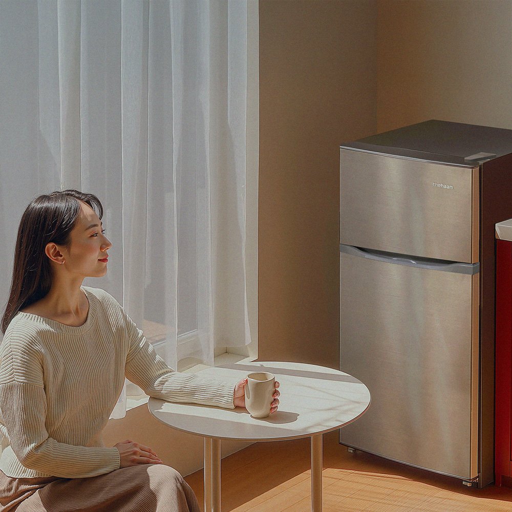 더함 소형 미니 냉장고 사무실 신혼 원룸 2도어 냉장고 112L 메탈실버 상세 이미지 1