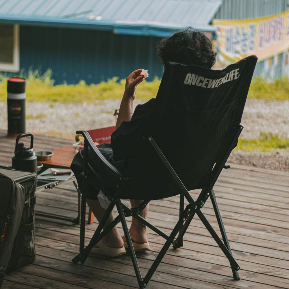 원스위크라이프 캠핑 접이식 경량 롱 릴렉스 체어 특대, 실버프레임 / 그레이, 1개 상세 이미지 2