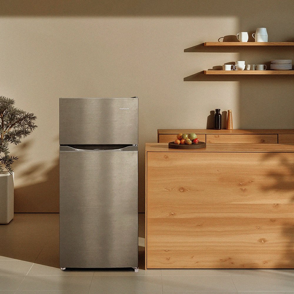 더함 소형 미니 냉장고 사무실 신혼 원룸 2도어 냉장고 112L 메탈실버 상세 이미지 1