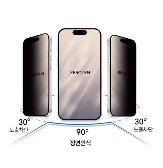 제로텐 사생활 보호 강화유리 액정보호필름 프라이버시 아이폰16 프로 맥스, 2매입 상세 이미지 1