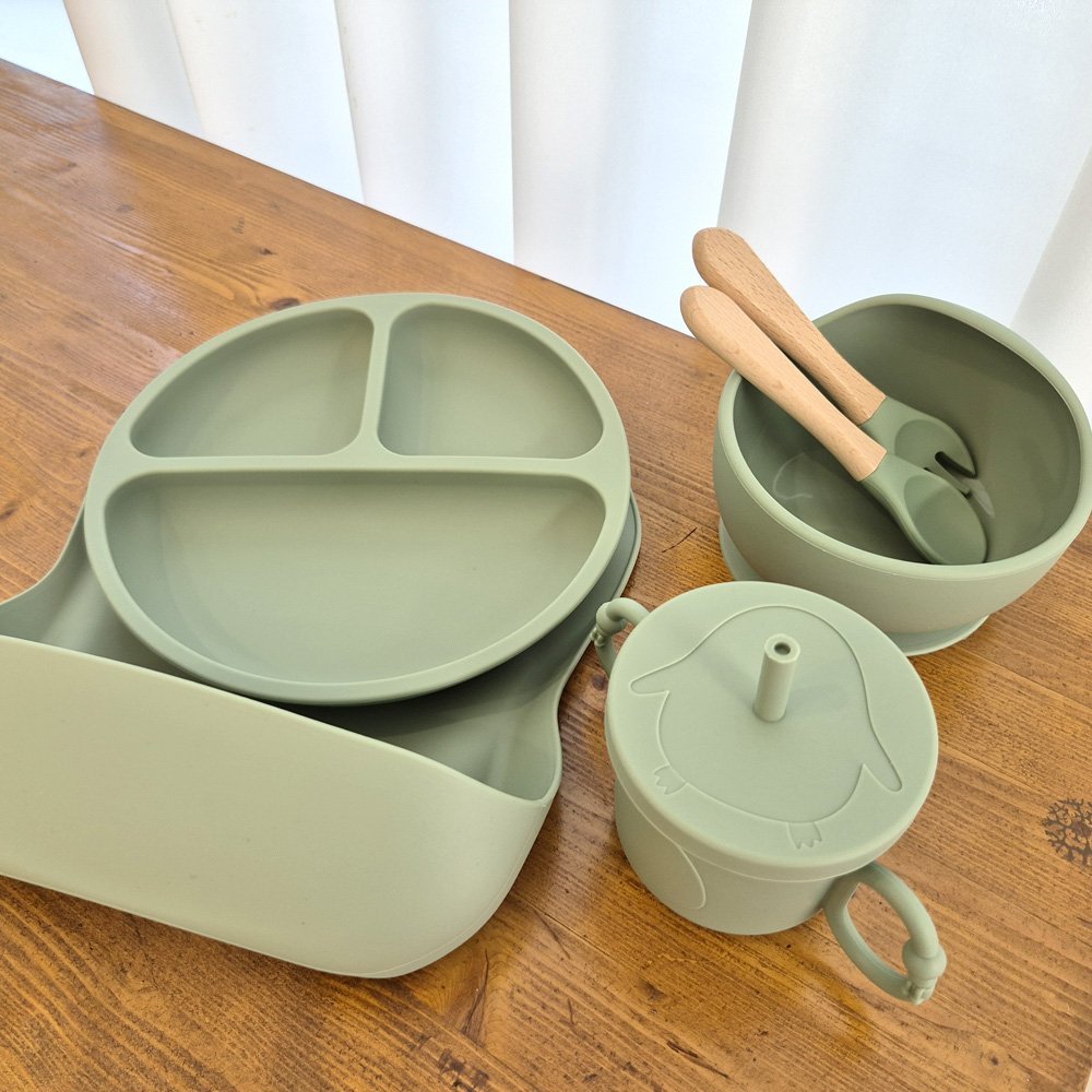 핫버튼 유아식 식판 초기 이유식 이유식기 세트 아기 흡착볼 상세 이미지 1