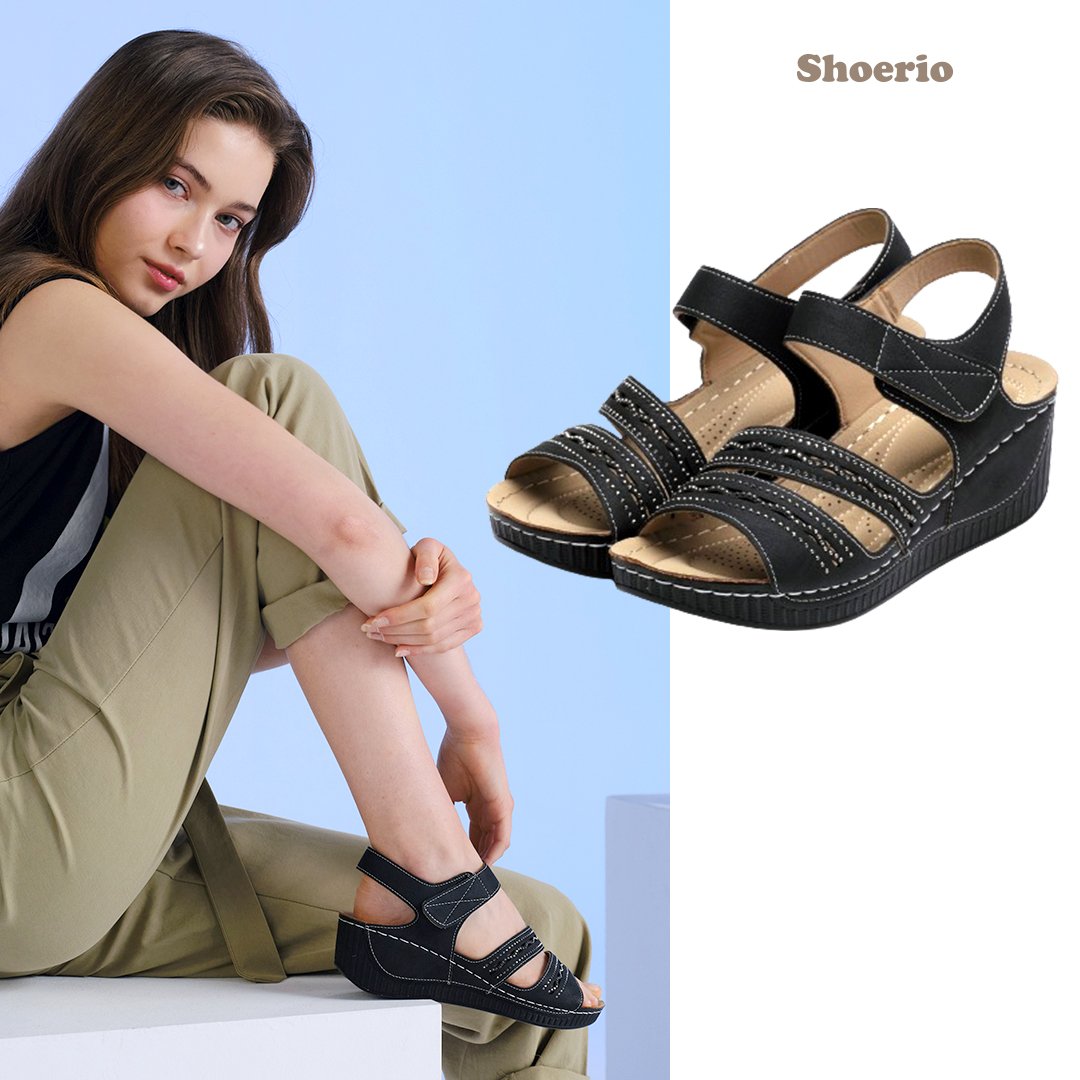 슈리오 키높이 웨이브 비죠 통굽 여성 샌들 상세 이미지 2