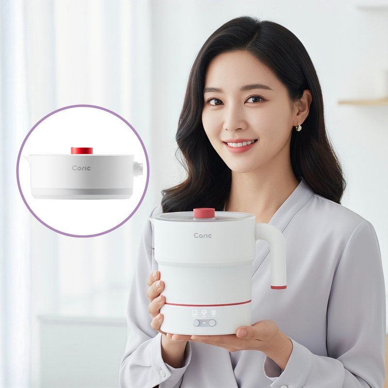 코릭 접이식 멀티쿠커 전기 포트 여행용 휴대용 접이식 티 분유 주전자 커피 미니 차박 상세 이미지 1